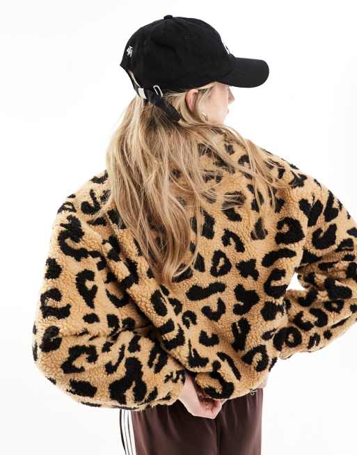 Only teddy half zip fleece in leopard print ASOS