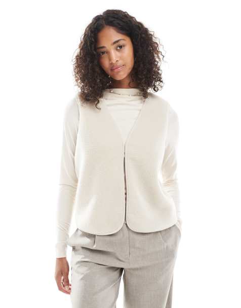 ONLY teddy vest in beige - view 1