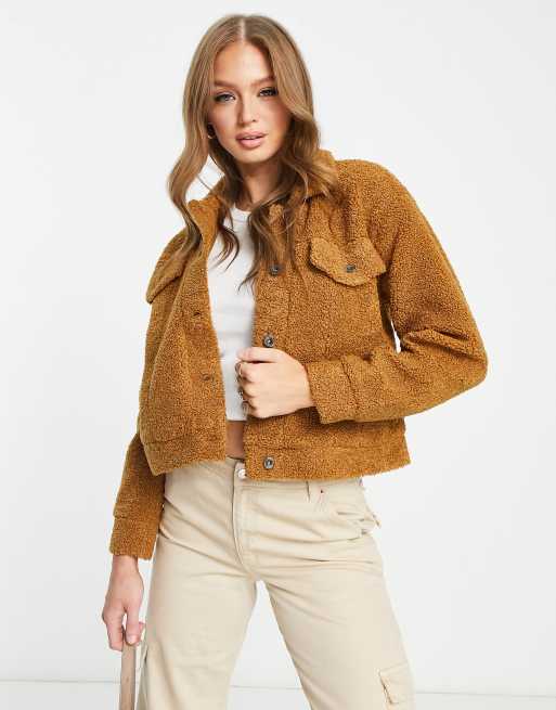 Only – Telma – Brun jacka i teddymaterial