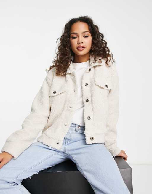 Only telma teddy jacket in cream