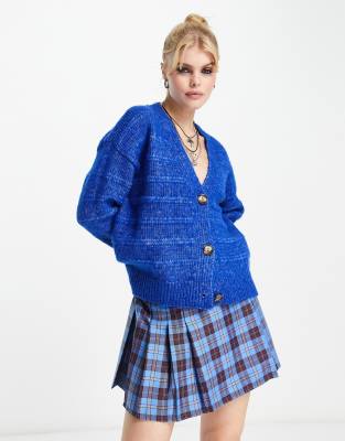 Only textured button up cardigan in bright blue | ASOS