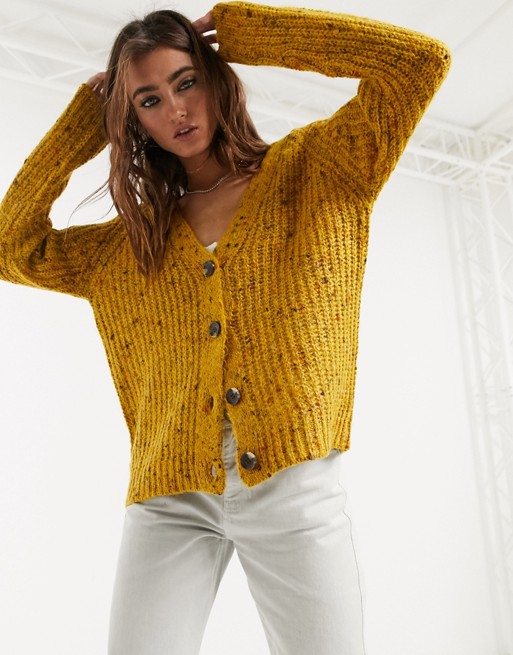 Only textured cardigan in mustard