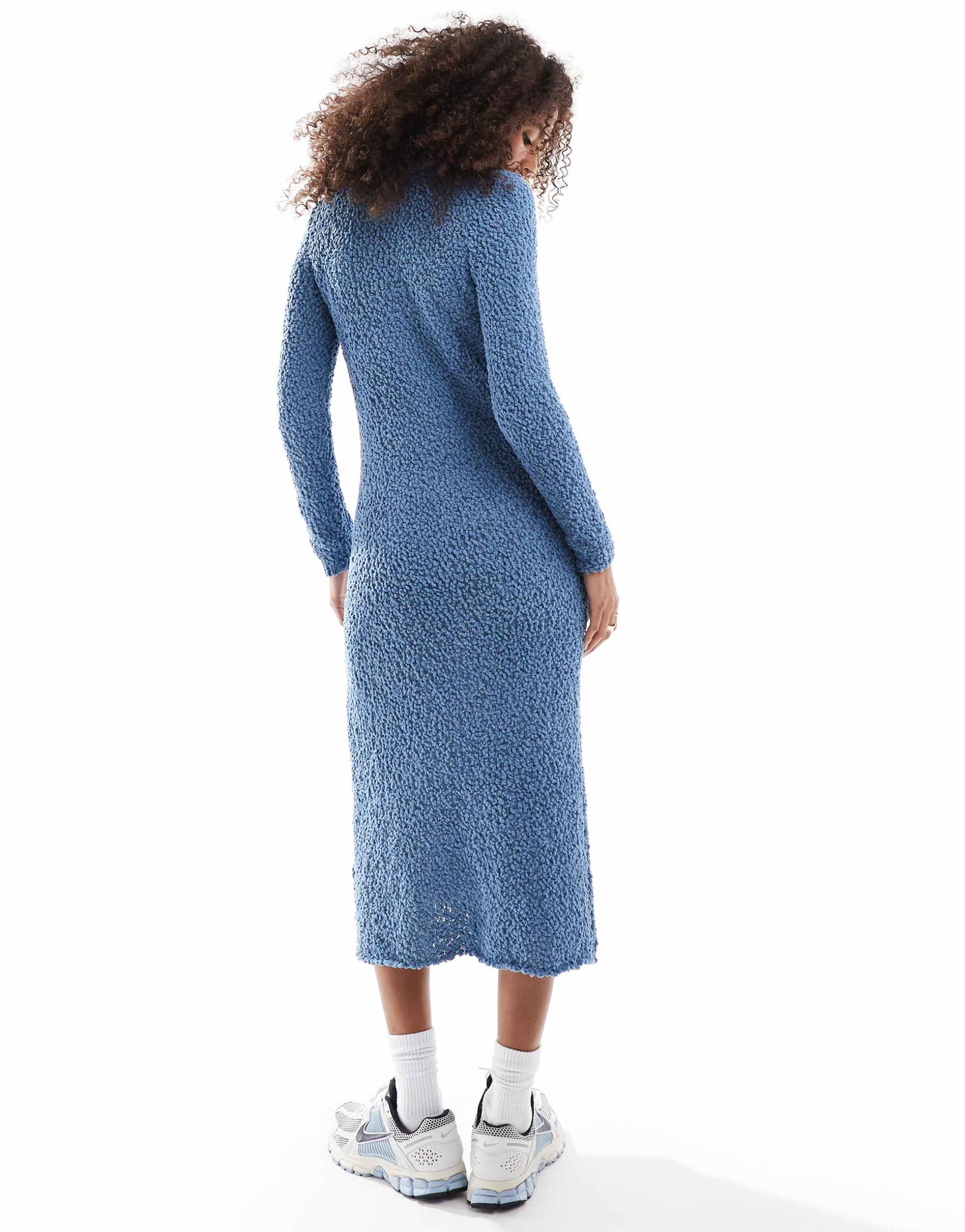 only textured knit maxi dress in blue