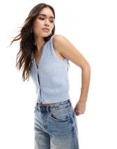 ONLY pointelle knit tank top in cream 