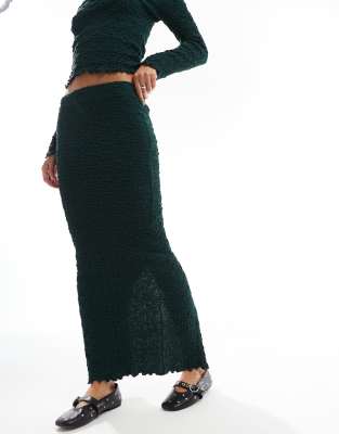 Only Textured Maxi Skirt In Green