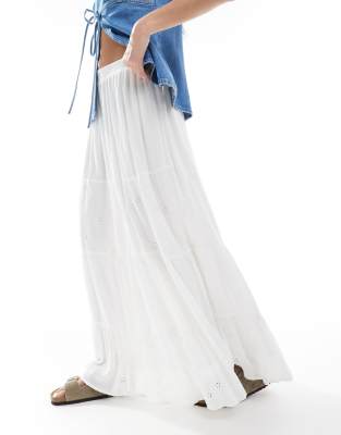 Only Textured Maxi Skirt In White
