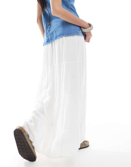 ONLY textured maxi skirt in white, 4 of 5