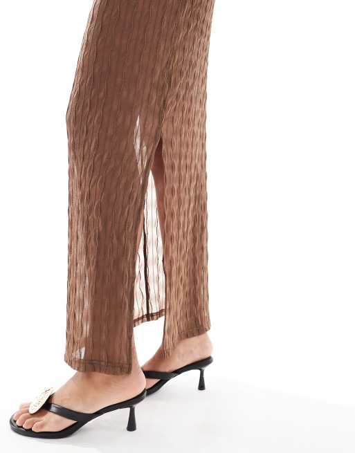 ONLY textured sheer maxi skirt in brown - part of a set, 5 of 5