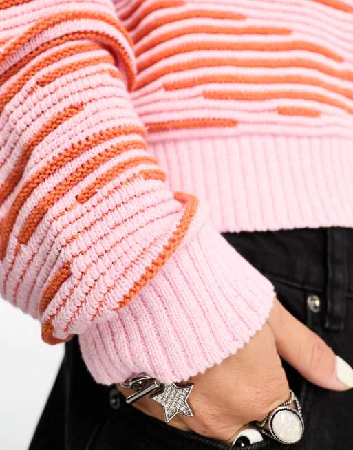 Only textured sweater in pink and orange print , 4 of 4