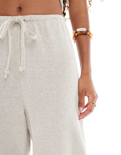 ONLY textured wide leg tailored pants in stone - part of a set, 3 of 5