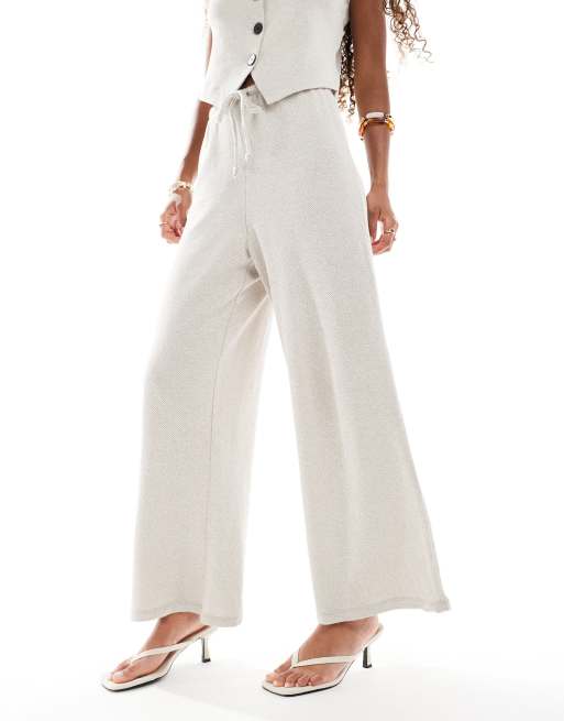 ONLY textured wide leg tailored pants in stone - part of a set, 5 of 5