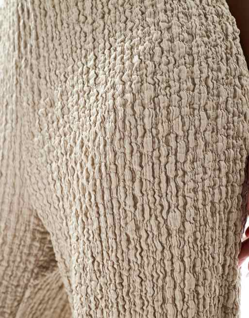ONLY textured wide leg trousers in beige, 5 of 5