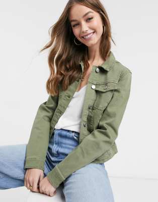 jean jacket and khakis