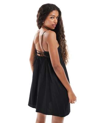 Only Tie Back Detail Mini Cami Dress In Black