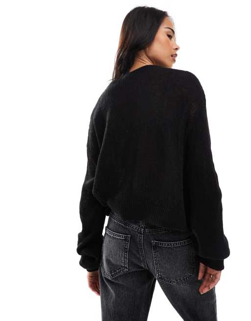 ONLY tie detail knitted cardigan in black | ASOS