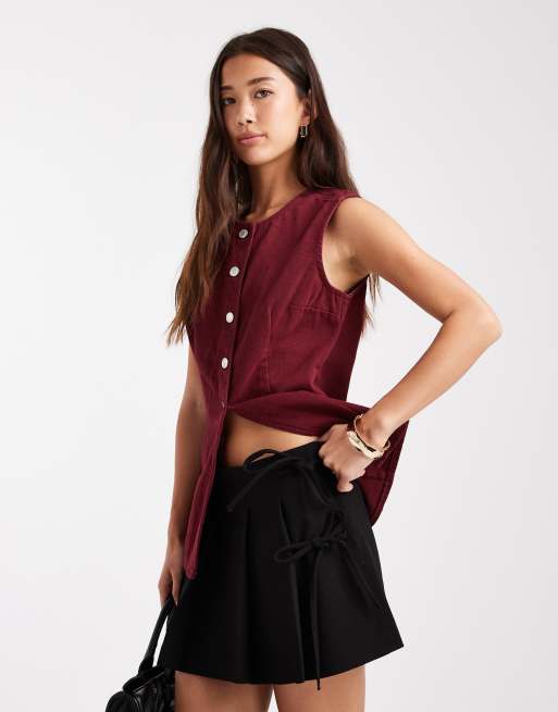ONLY tie detail pleated mini skort in black, 4 of 5