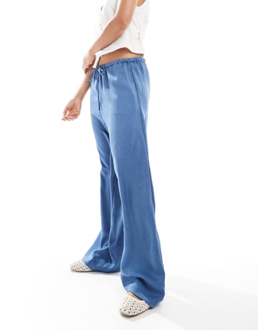 ONLY tie detail pull on pants in blue, 3 of 5