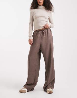 Only Tie Detail Pull-on Pants In Brown