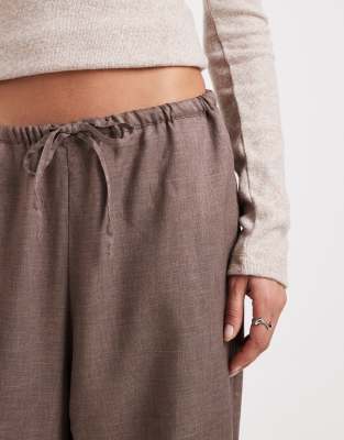 Only Tie Detail Pull-on Pants In Brown