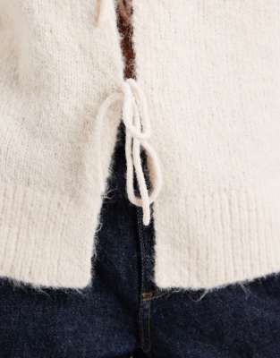Only Tie Front Cardigan In White