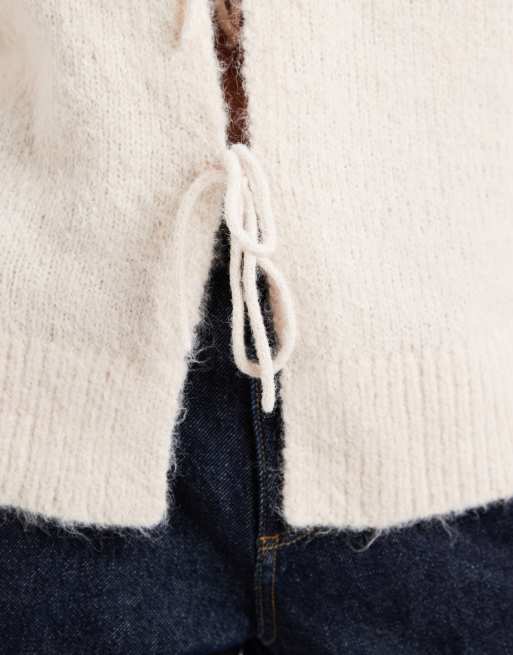 ONLY tie front cardigan in beige, 2 of 4