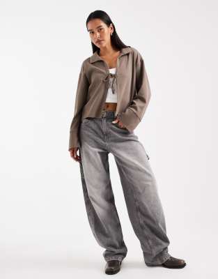 Only Tie Front Cardigan In Brown