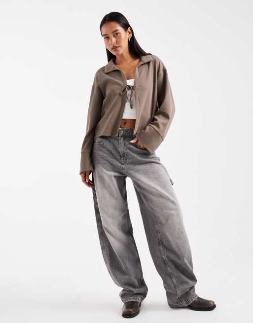 ONLY tie front cardigan in brown, 2 of 4