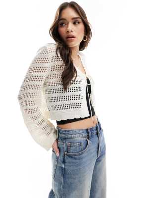 Only Tie Front Crochet Cardigan