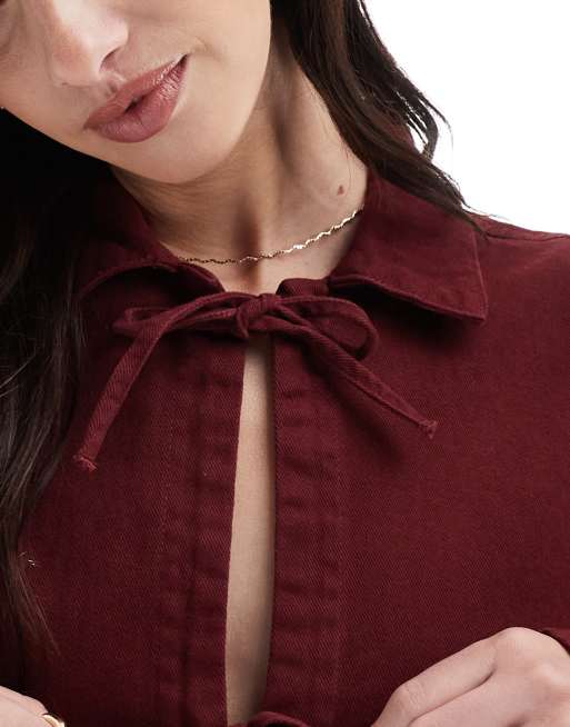 burgundy dress with denim jacket Burgundy Casual Tie Back Summer Maxi Dress
