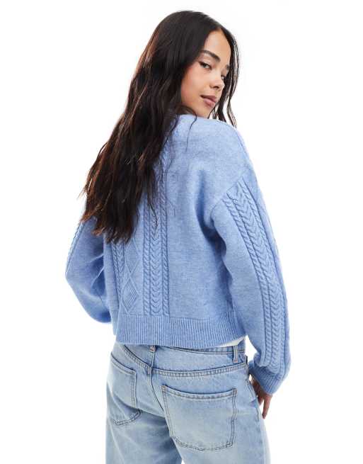 ONLY tie front knit cardigan in blue | ASOS