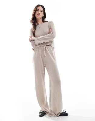 tie front loose pants in beige - part of a set-Neutral