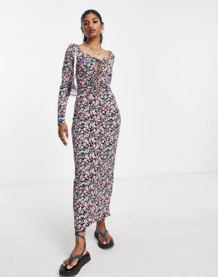 bodycon floral maxi dress