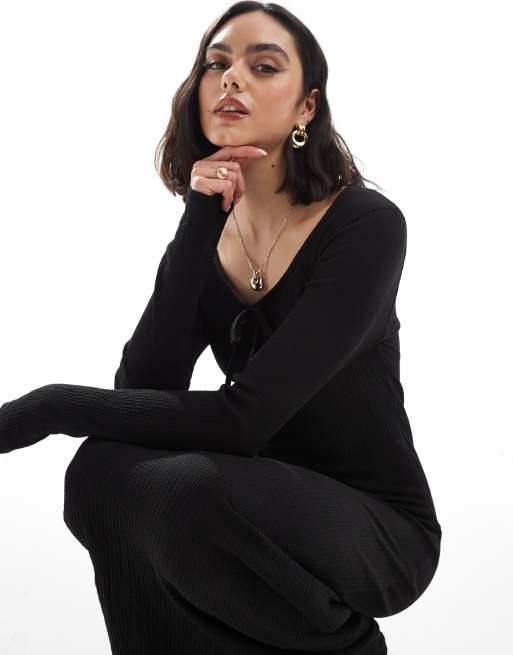 ONLY tie front maxi dress in black, 2 of 4