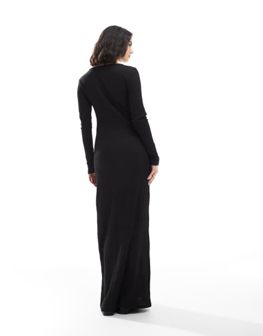 ONLY tie front maxi dress in black, 3 of 4