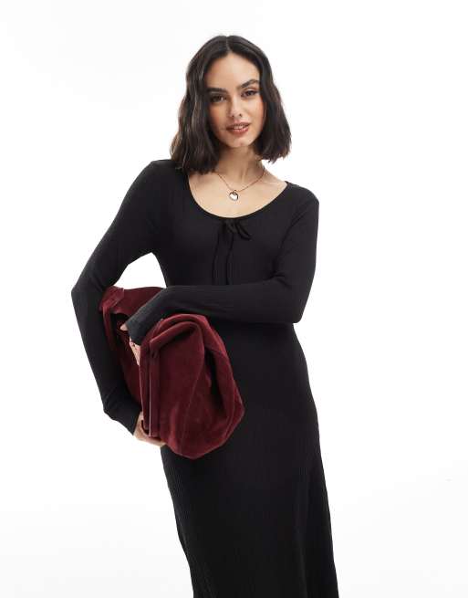 ONLY tie front maxi dress in black, 4 of 4