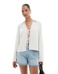[ONLY] ONLY tie-front top in white stripes 16 WHITE