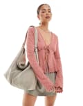[ONLY] ONLY tie front wide sleeve cardigan in light pink 6 Light pink