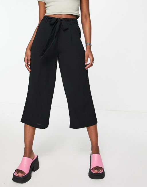 ONLY tie waist culottes in black , 4 of 4
