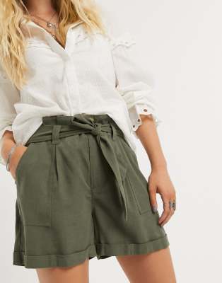 tie waist linen shorts