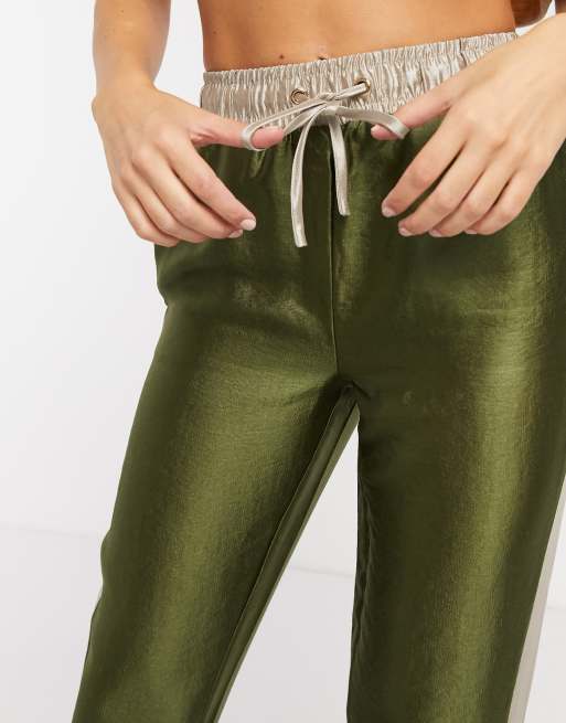 SATIN JOGGERS - Khaki