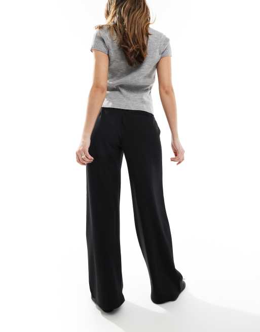 ONLY tie waist wide leg pants in black