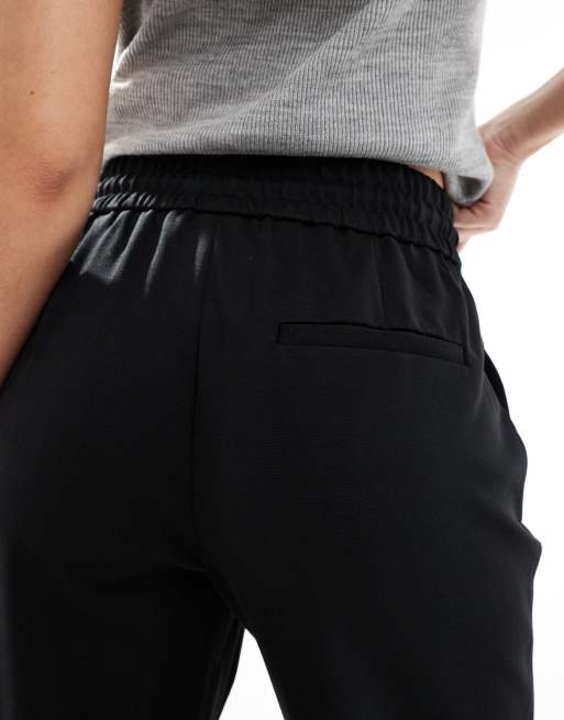 ONLY tie waist wide leg pants in black