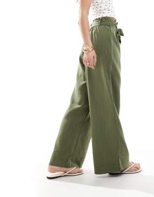 ONLY TIE WAIST WIDE LEG PANTS