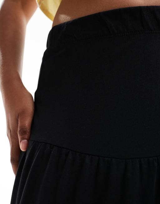 ONLY tiered maxi skirt in black , 3 of 5