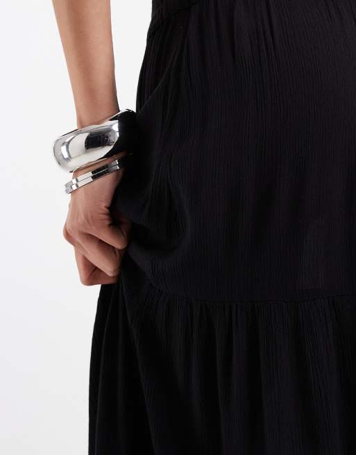 ONLY tiered maxi skirt in black, 4 of 5