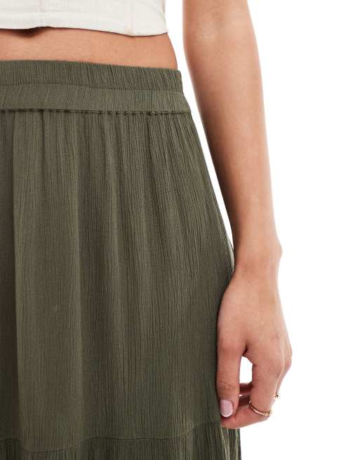 SIIILON Grandma tiered skirt ティアード カーキ SIIILON Grandma tiered skirt ティアード カーキ Green Printed