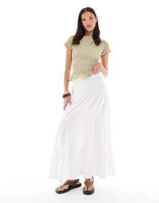 tiered maxi skirt in white