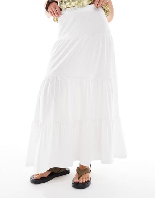ONLY tiered maxi skirt in white, 5 of 5