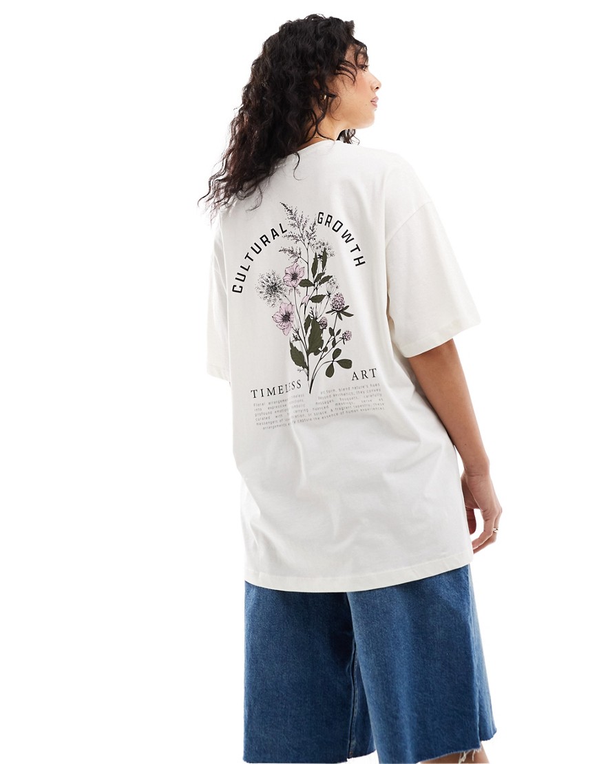 'Timeless Art' back graphic boyfriend fit t-shirt in white