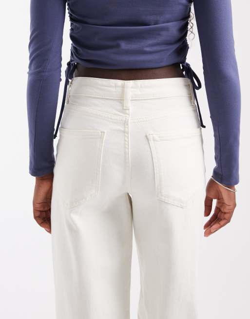 ONLY Tonnie jeans dritti a gamba larga in ecru, 5 di 5
